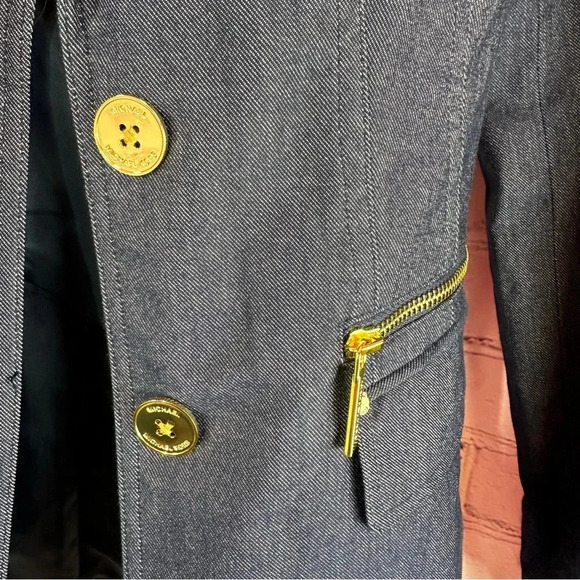 Michael Michael Kors cotton blend blazer size 0 gold toned details - Picture 2 of 11